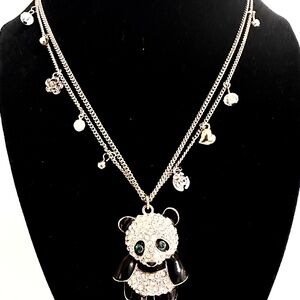 Betsey Johnson Crystal Panda Necklace